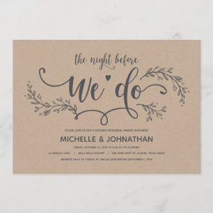Rustic Botanical wedding rehearsal dinner invites