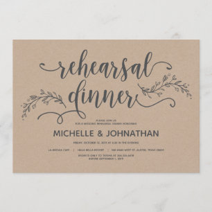 Rustic Botanical wedding rehearsal dinner invites
