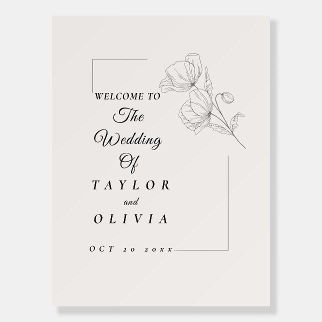 Rustic Botanical Wedding Welcome Foam Board  (Front)