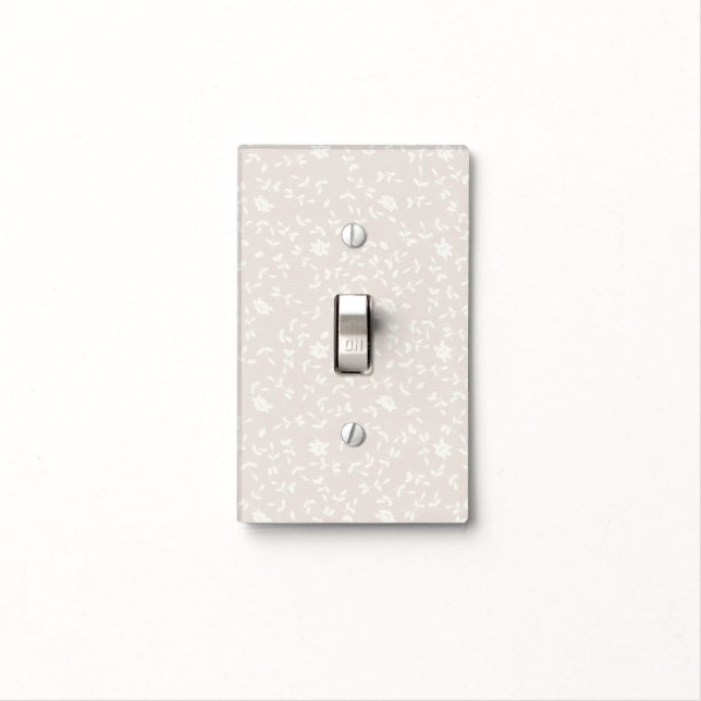 Rustic Botanical White & Grey Greige Rose Pattern Light Switch Cover (In Situ)