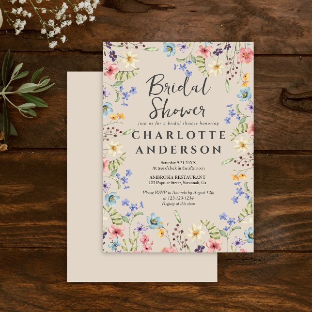 Rustic Botanical Wildflower Bridal Shower  Invitation (Creator Uploaded)