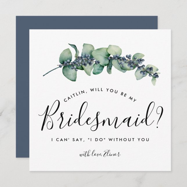 Rustic Botanical Will You be My Bridesmaid Card (Front/Back)