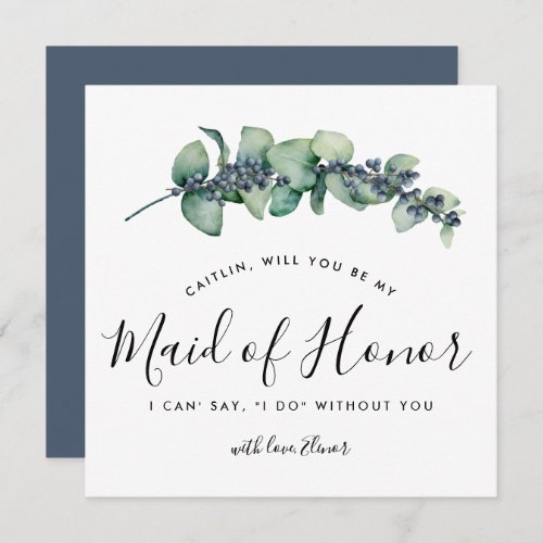 Rustic Botanical Will You be My Maid of Honor Card