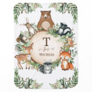 Rustic Botanical Woodland Baby Animals Monogram Baby Blanket Rustic Botanical Woodland Baby Animals Monogram Baby Blanket