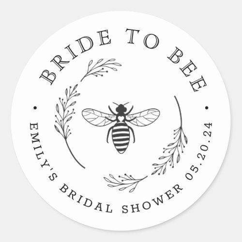 Rustic Botanical Wreath Bride to Bee Honey Favor Classic Round Sticker