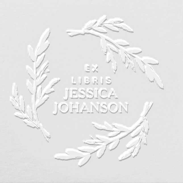 Rustic Botanical Wreath Custom Ex Libris Book Embosser (Design)