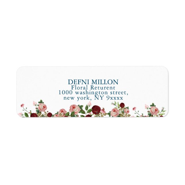 Rustic botanical wreath floral  address label (Front)