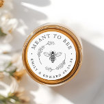 Rustic Botanical Wreath Meant to Bee Wedding Favor Classic Round Sticker<br><div class="desc">Custom-designed honey wedding favor stickers/labels featuring modern rustic botanical wreath and honey bee design.</div>
