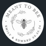 Rustic Botanical Wreath Meant to Bee Wedding Favor Classic Round Sticker<br><div class="desc">Custom-designed honey wedding favor stickers/labels featuring modern rustic botanical wreath and honey bee design.</div>