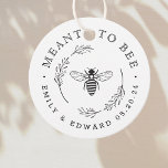 Rustic Botanical Wreath Meant to Bee Wedding Round Favor Tags<br><div class="desc">Custom-designed honey wedding favor tags featuring modern rustic botanical wreath and honey bee design.</div>