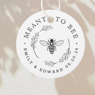 Rustic Botanical Wreath Meant to Bee Wedding Round Favor Tags