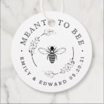 Rustic Botanical Wreath Meant to Bee Wedding Round Favor Tags<br><div class="desc">Custom-designed honey wedding favor tags featuring modern rustic botanical wreath and honey bee design.</div>