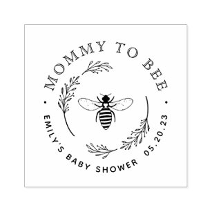 Rustic Botanical Wreath Mommy to Bee Baby Shower Rubber Stamp