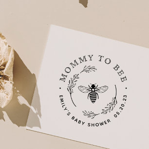 Rustic Botanical Wreath Mommy to Bee Baby Shower Rubber Stamp