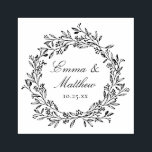 Rustic Botanical Wreath Wedding Logo Monogram Rubber Stamp<br><div class="desc">This design is part of an exquisite wedding invitation suite formed by a harmonious blend of black and white elegance and natural botanical elements. With a touch of minimalist boho flair and a dash of whimsical charm, this collection is sure to captivate your guests and set the tone for your...</div>