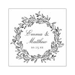 Rustic Botanical Wreath Wedding Logo Monogram Rubber Stamp