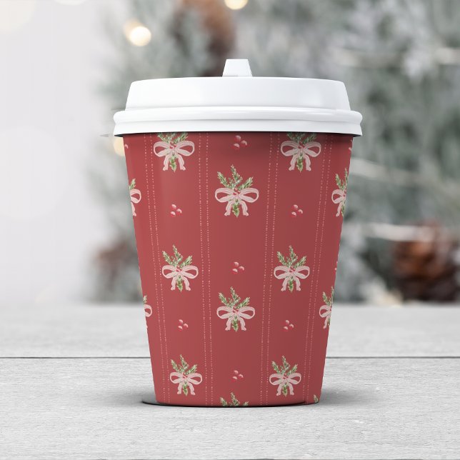 Rustic Botanicals Holiday Paper Cups (Rustic Botanicals Holiday Paper Cups | Holly, Berries & Christmas Party Décor by Painted Paperie)
