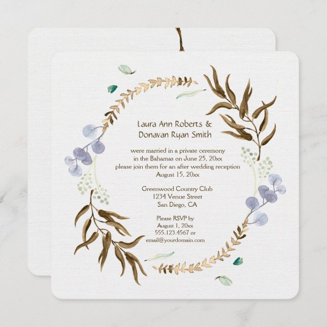 Rustic Botanicals Wreath Reception Only | Invitation (Front/Back)