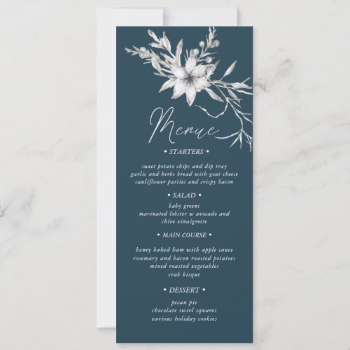 rustic botanics Wedding Dinner Menu Invitation