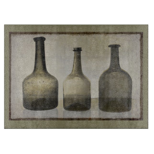 Rustic Bottles Still Life Art Cutting Board (Front)