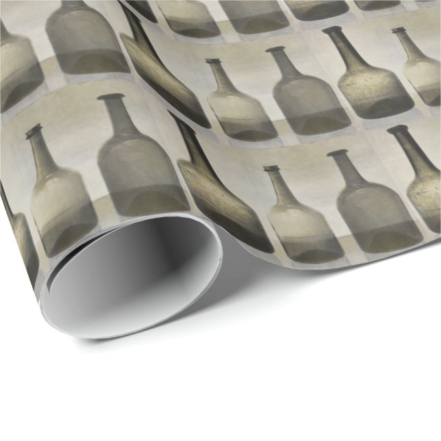 Rustic Bottles Still Life Art Pattern Wrapping Paper (Roll Corner)