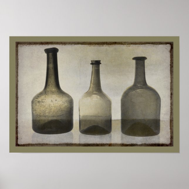 Rustic Bottles Still Life Art Poster (Front)
