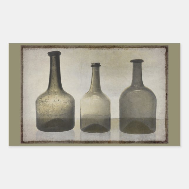 Rustic Bottles Still Life Art Rectangular Sticker (Front)