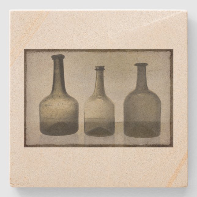 Rustic Bottles Still Life Art Stone Coaster (Front)