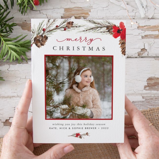 Rustic Bough | Christmas Photo Holiday Card (Creator Uploaded)