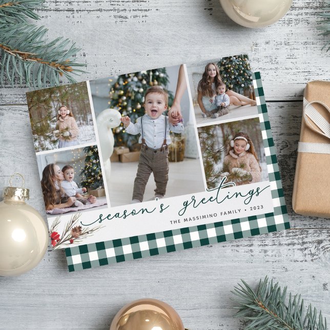 Rustic Bough | Holiday Photo Collage Card (Creator Uploaded)