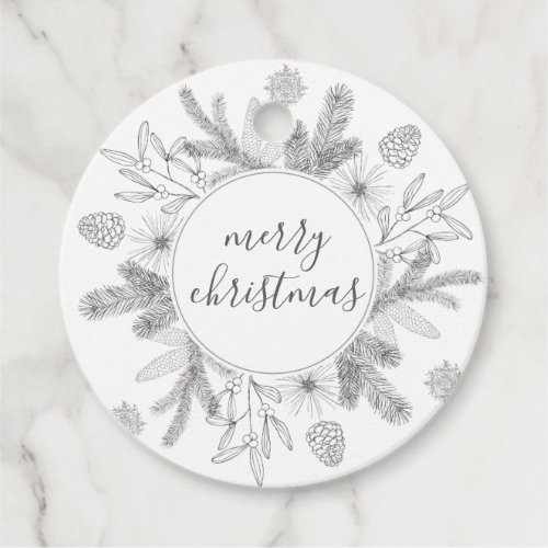 Rustic Boughs Merry Christmas Modern  Gift Tags