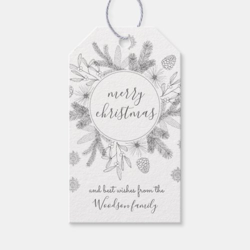 Rustic Boughs Merry Christmas Modern  Gift Tags