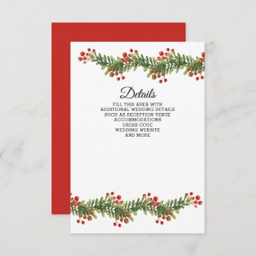 Rustic Boughs of Holly Winter Christmas Wedding Enclosure Card
