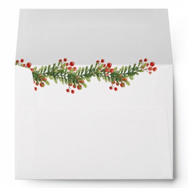 Rustic Boughs of Holly Winter Christmas Wedding Envelope