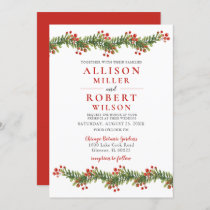 Rustic Boughs of Holly Winter Christmas Wedding Invitation