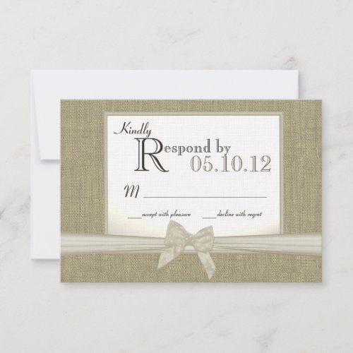 Rustic Bow and Burlap Wedding Response Personalized Invitation