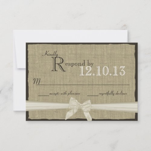 Rustic Bow and Burlap Wedding Response Invitations