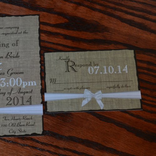 Rustic Bow and Burlap Wedding Response Invites