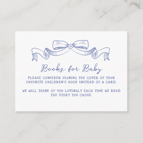 Rustic Bow Baby Shower Books for Baby  Enclosure Card