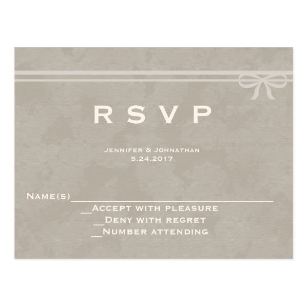 Rustic Bow Wedding RSVP Cards
