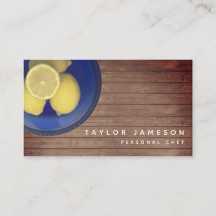Rustic Bowl Of Lemons Wood Chef Caterer Business Card
