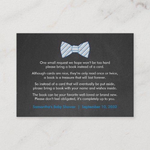 Rustic Bowtie Book request  books for baby boy Enclosure Card