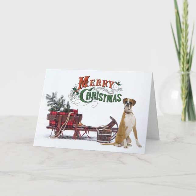 Rustic Boxer Christmas Holiday Card (Front)