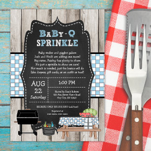 Rustic Boy Baby Q Sprinkle, BBQ baby shower Invitation