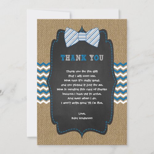 Rustic Boy Baby shower poem thank you note
