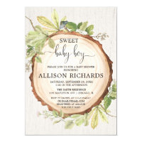 Rustic boy baby shower, woodland forest invitation