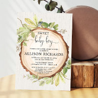 Rustic boy baby shower, woodland forest invitation