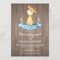 Rustic Boy Giraffe Baby Shower by Mail Invitation