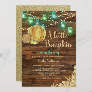 Rustic Boy Little Pumpkin Fall Boy Baby Shower Invitation