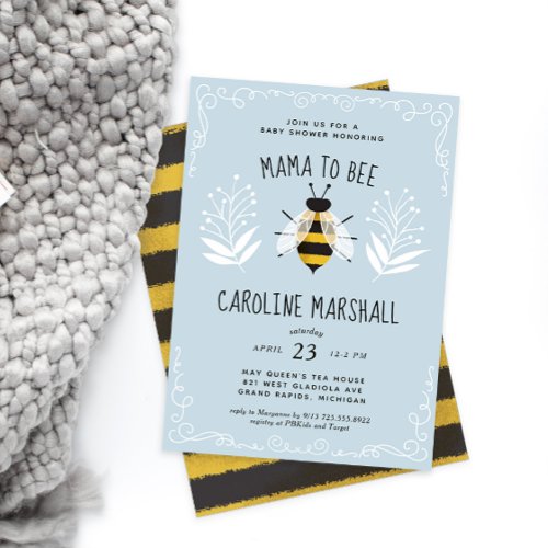 Rustic Boy Mama to Bee Baby Shower Invitation